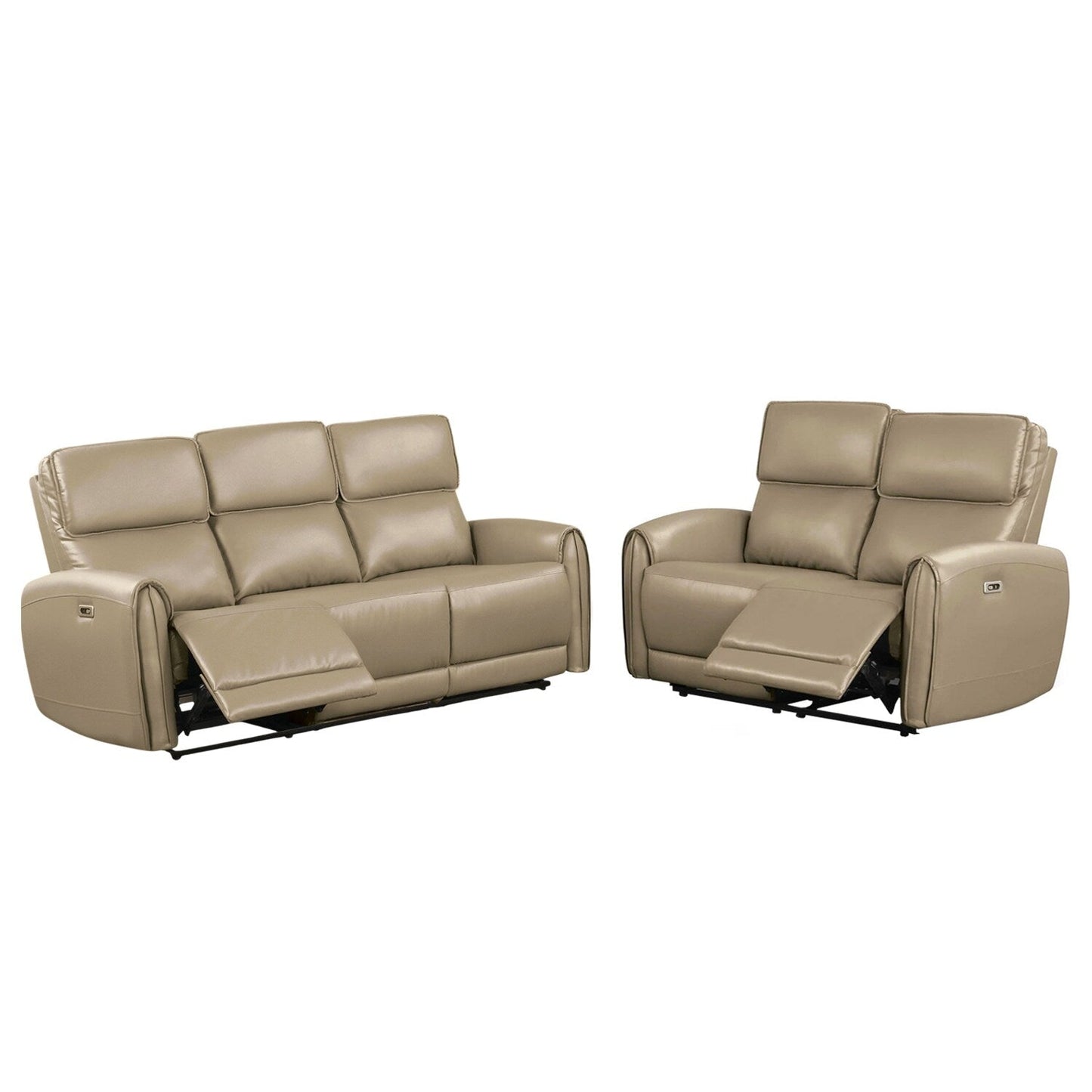 Set di divani elettrici imbottiti da 2 pezzi con porte di ricarica USB