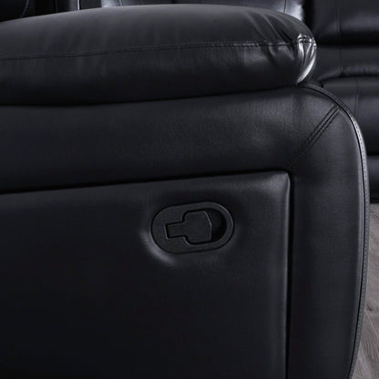 Set di divani da soggiorno reclinabili manuali classici in similpelle, 2 pezzi, con consolle e portabicchieri