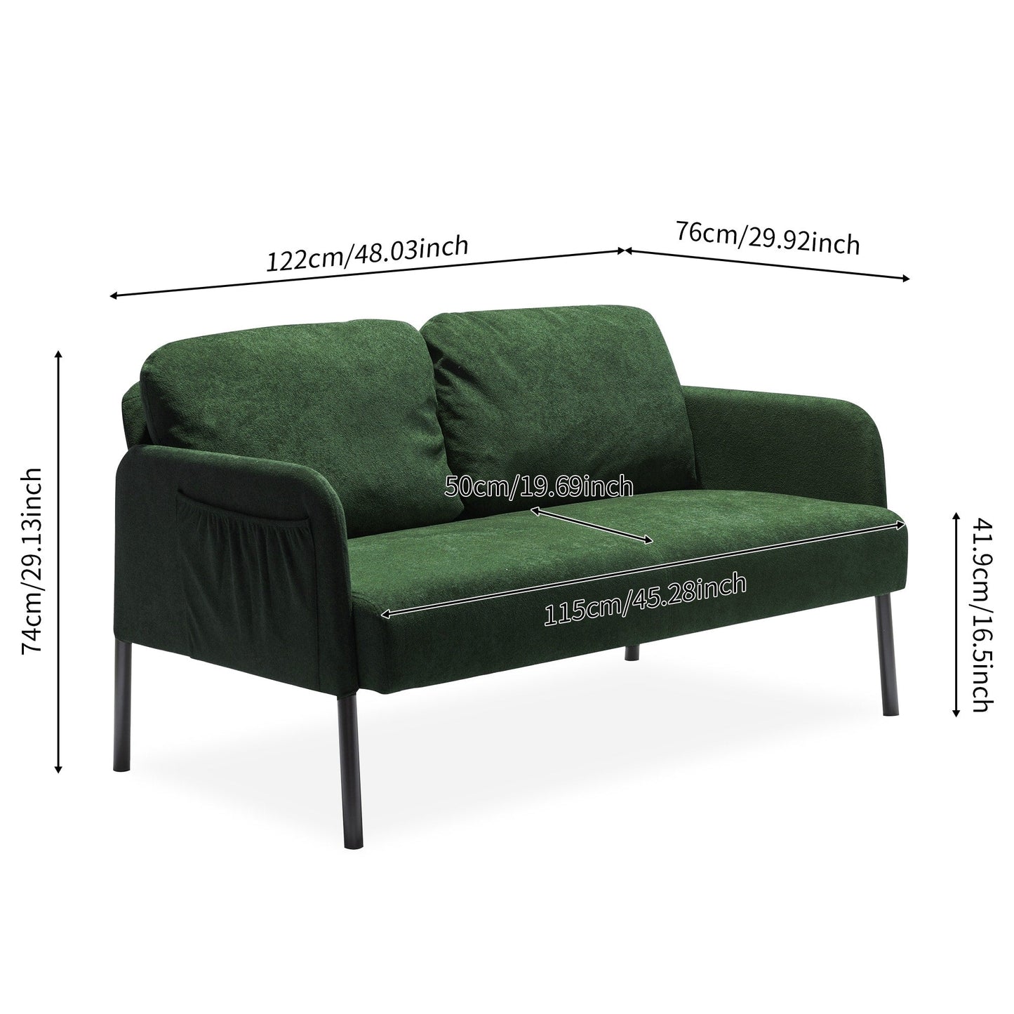 Divano a 2 posti in tessuto di poliestere, divano moderno a due posti, comodi divani piccoli per piccoli spazi, soggiorno, camera da letto, ufficio