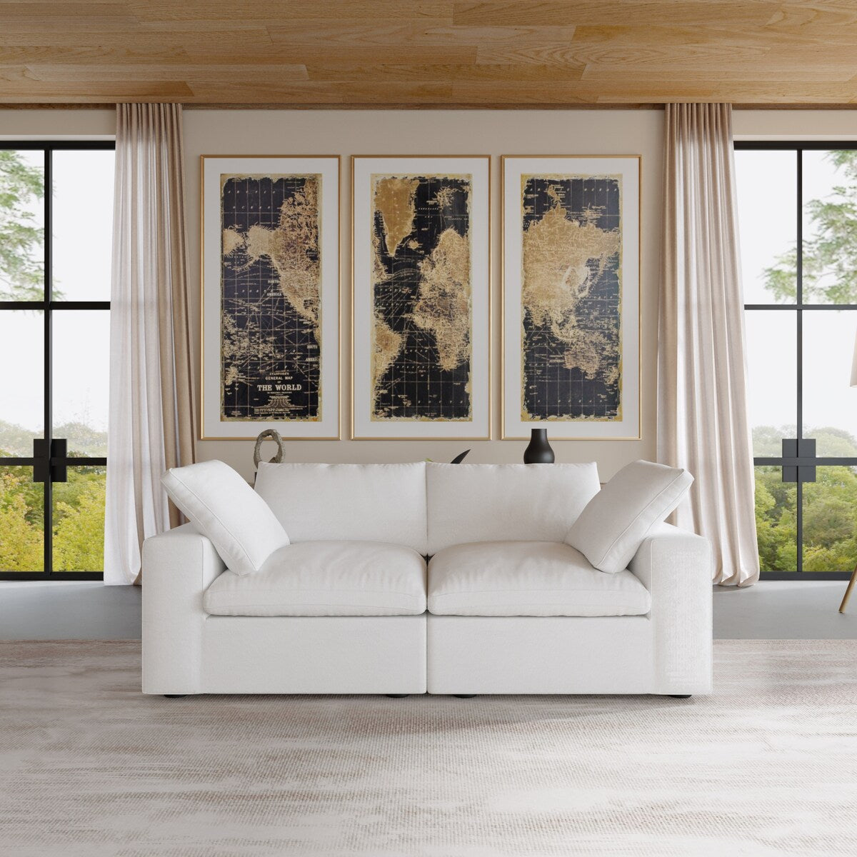 Divano a 2 posti con cuscini per soggiorno