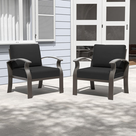 Divani e sedie da esterno in alluminio a 2 posti con cuscini neri