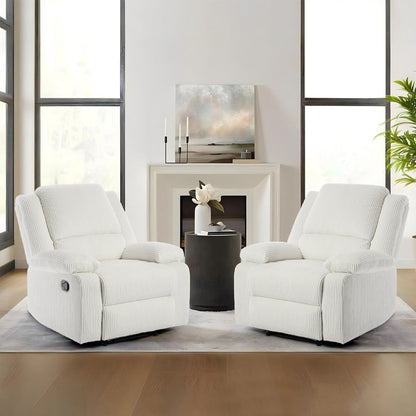 Set da 2 poltrone reclinabili manuali in velluto a coste con poggiapiedi