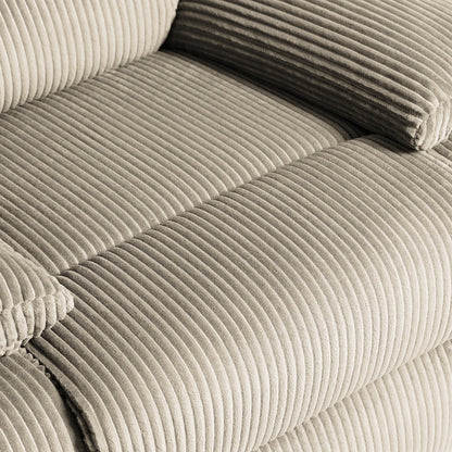 Set da 2 poltrone reclinabili manuali in velluto a coste con poggiapiedi