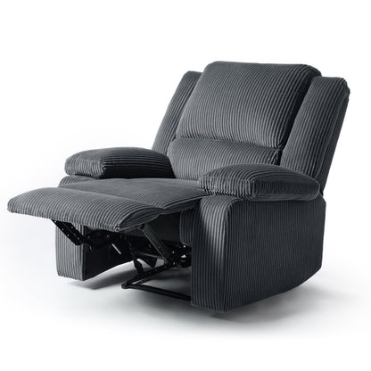 Set da 2 poltrone reclinabili manuali in velluto a coste con poggiapiedi