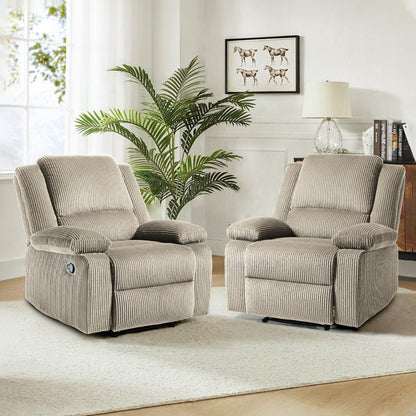 Set da 2 poltrone reclinabili manuali in velluto a coste con poggiapiedi