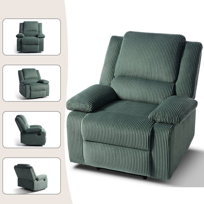 Set da 2 poltrone reclinabili manuali in velluto a coste con poggiapiedi