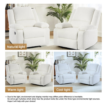 Set da 2 poltrone reclinabili manuali in velluto a coste con poggiapiedi