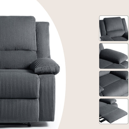 Set da 2 poltrone reclinabili manuali in velluto a coste con poggiapiedi