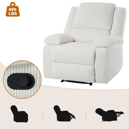 Set da 2 poltrone reclinabili manuali in velluto a coste con poggiapiedi