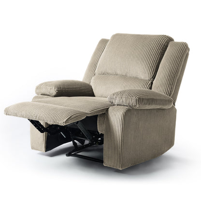 Set da 2 poltrone reclinabili manuali in velluto a coste con poggiapiedi