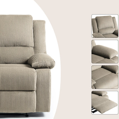 Set da 2 poltrone reclinabili manuali in velluto a coste con poggiapiedi