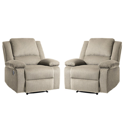 Set da 2 poltrone reclinabili manuali in velluto a coste con poggiapiedi