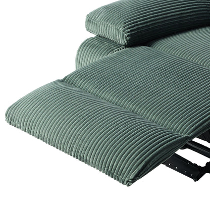 Set da 2 poltrone reclinabili manuali moderne in velluto a coste, poltrone reclinabili oversize con braccioli larghi