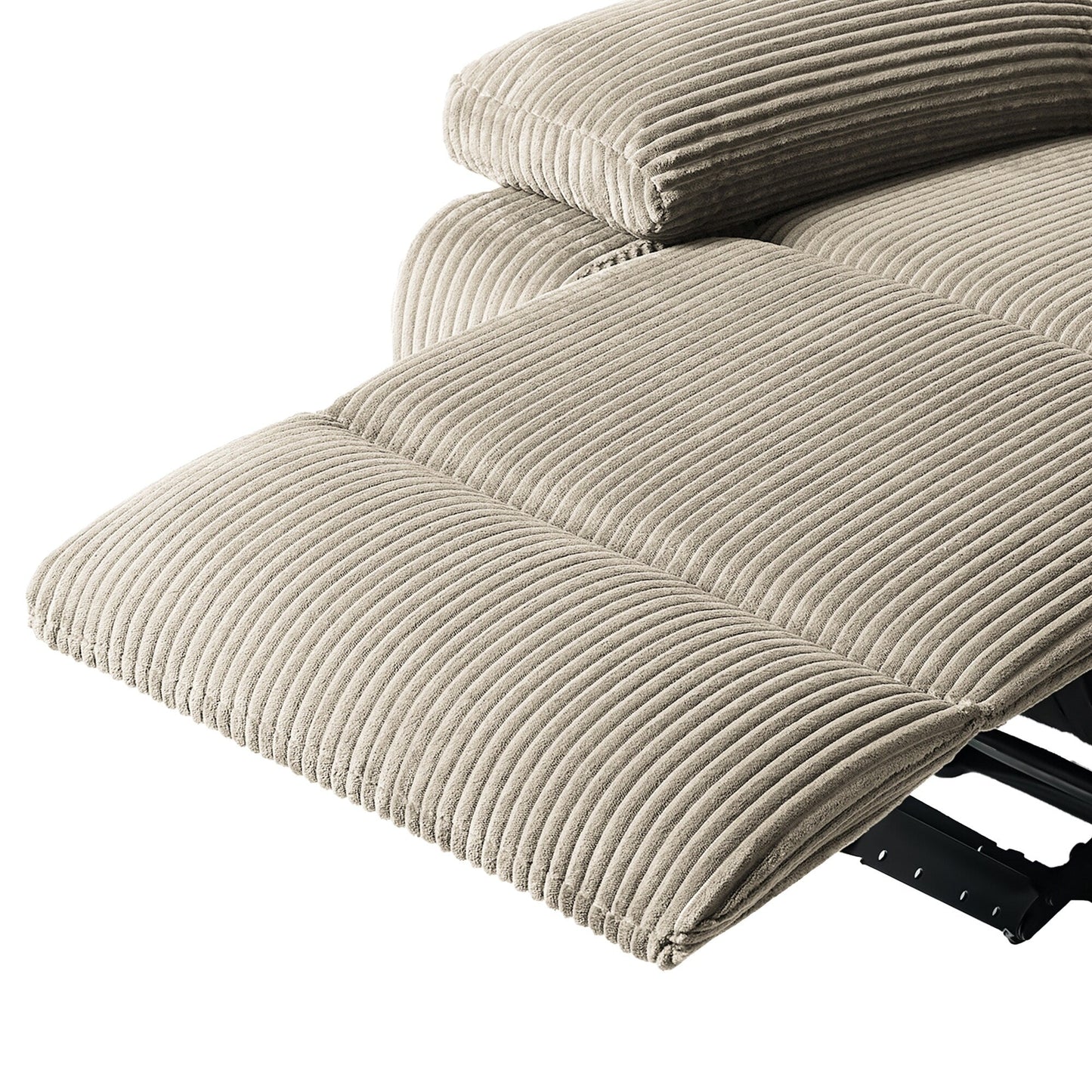 Set da 2 poltrone reclinabili manuali moderne in velluto a coste, poltrone reclinabili oversize con braccioli larghi