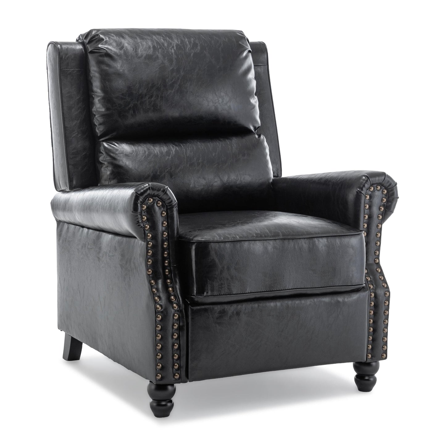 Set di 2 poltrone reclinabili imbottite con schienale a spinta e borchie