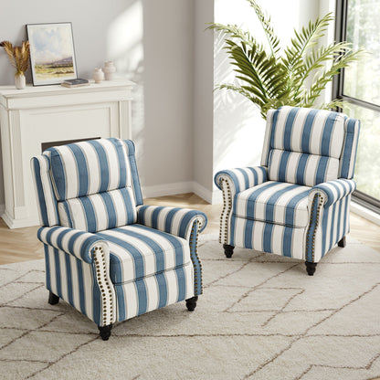 Set di 2 poltrone reclinabili imbottite con schienale a spinta e borchie