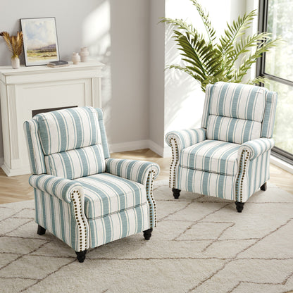 Set di 2 poltrone reclinabili imbottite con schienale a spinta e borchie