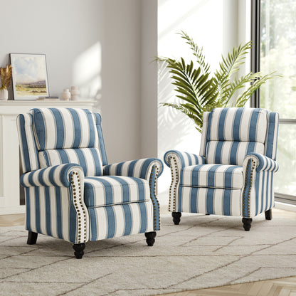 Set di 2 poltrone reclinabili imbottite con schienale a spinta e borchie