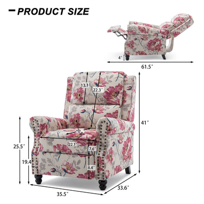 Set di 2 poltrone reclinabili imbottite con schienale a spinta e borchie