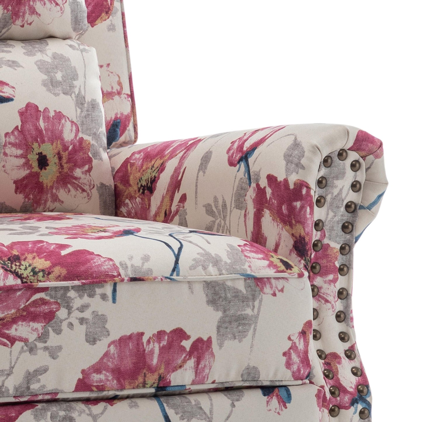 Set di 2 poltrone reclinabili imbottite con schienale a spinta e borchie