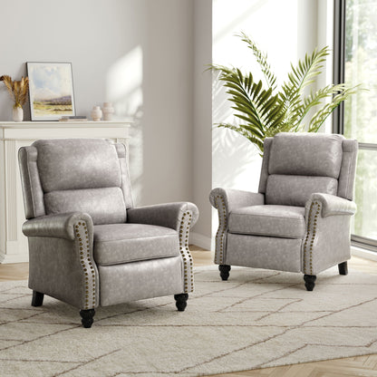 Set di 2 poltrone reclinabili imbottite con schienale a spinta e borchie