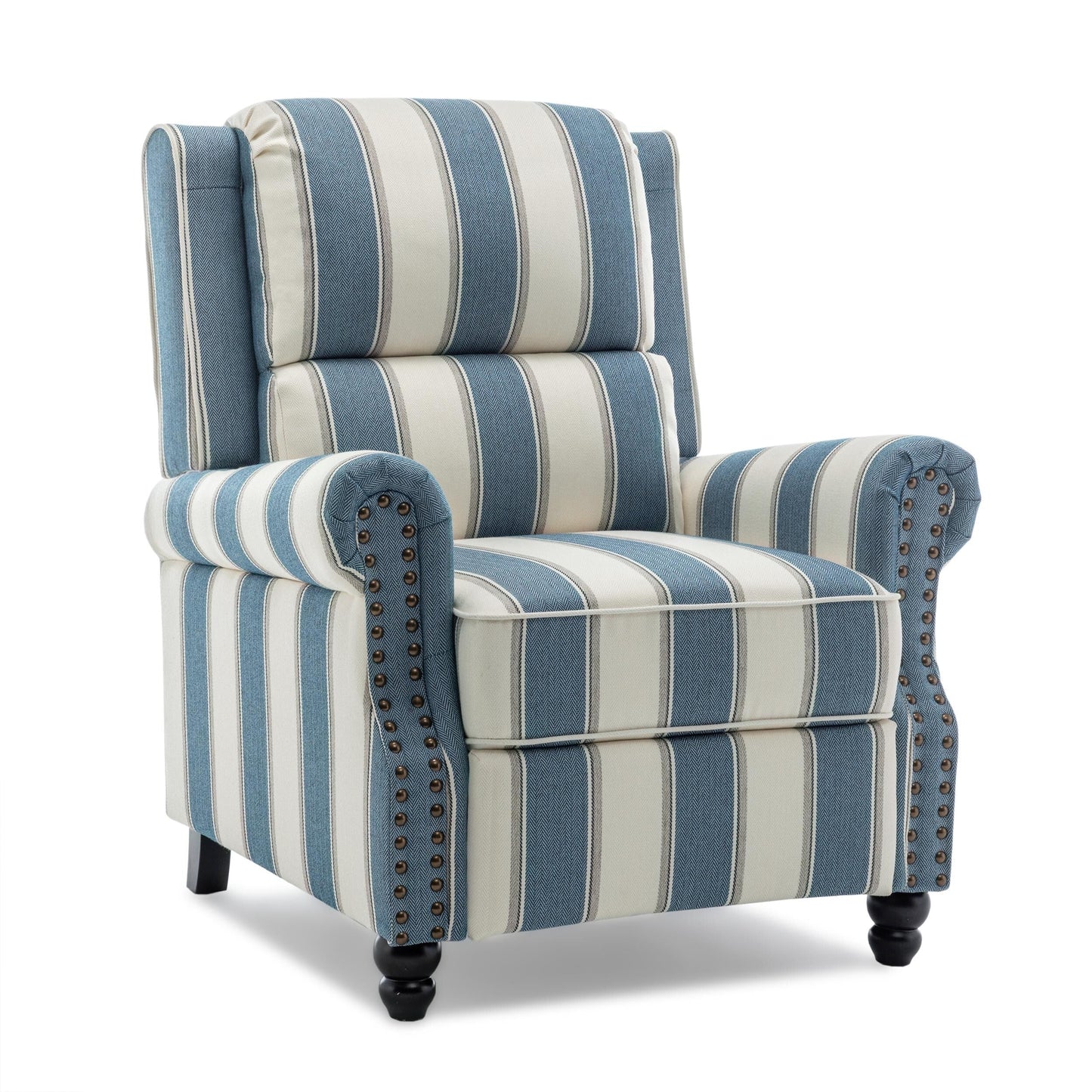 Set di 2 poltrone reclinabili imbottite con schienale a spinta e borchie