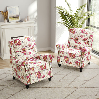 Set di 2 poltrone reclinabili imbottite con schienale a spinta e borchie