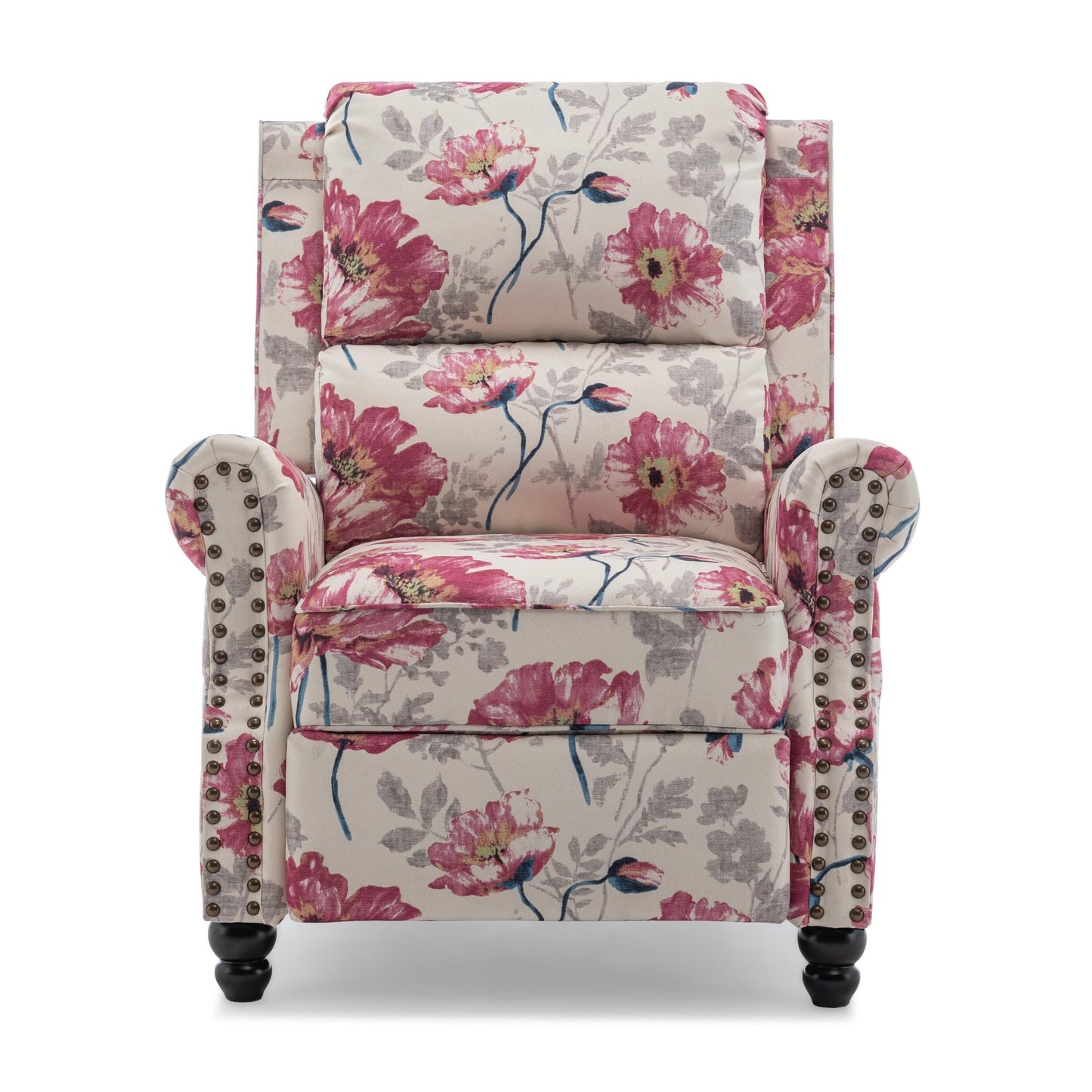 Set di 2 poltrone reclinabili imbottite con schienale a spinta e borchie