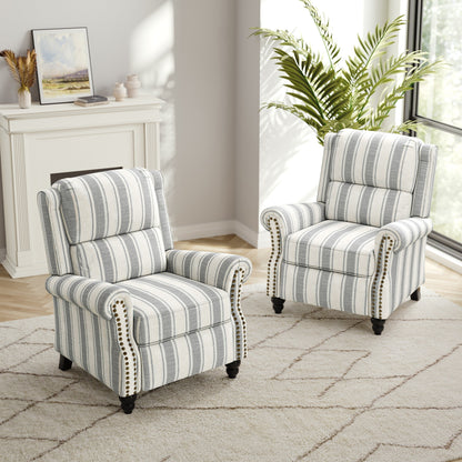 Set di 2 poltrone reclinabili imbottite con schienale a spinta e borchie