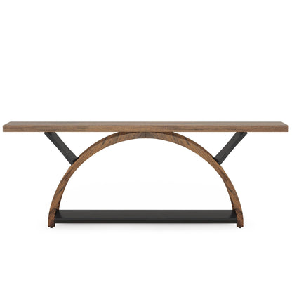 Tavolino da divano a 2 ripiani, stretto e lungo, con struttura semicircolare per ingresso, tavolini decorativi grigi per corridoio