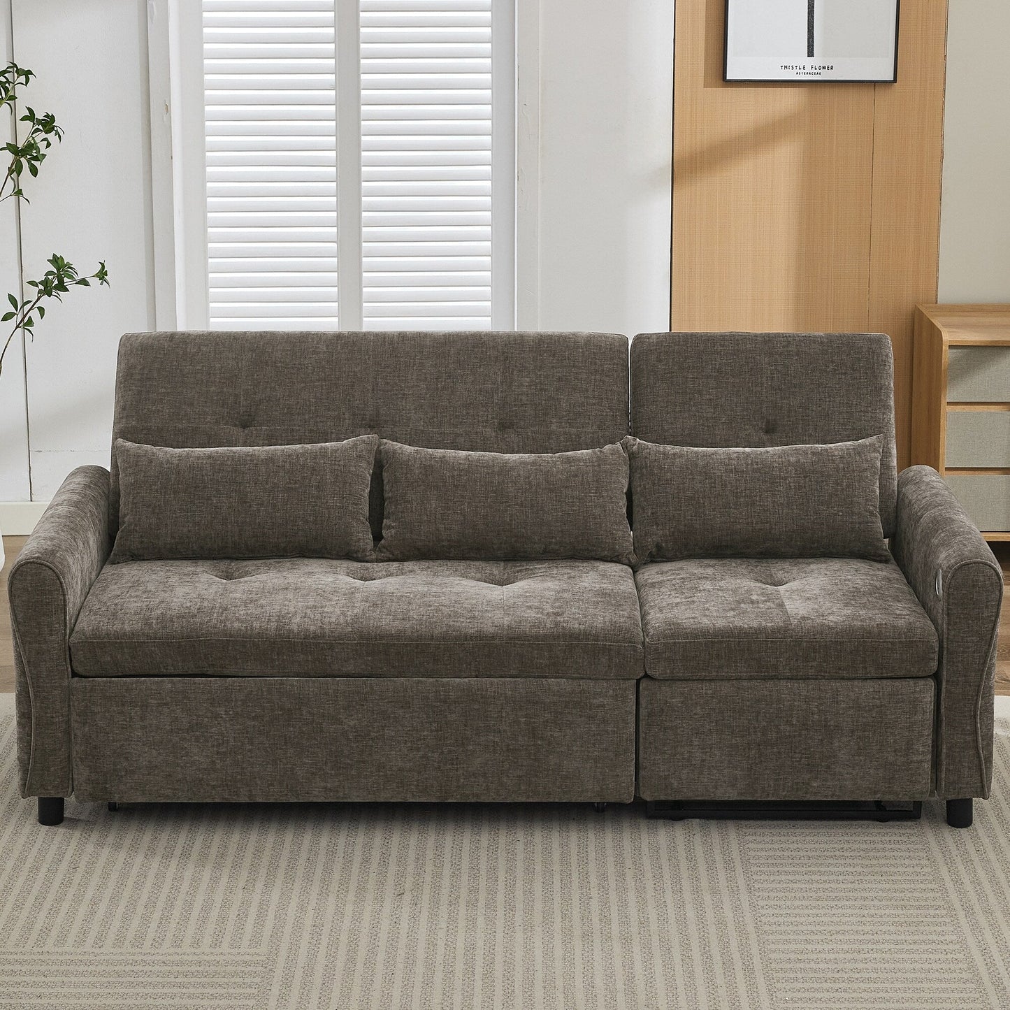 Divano 2 in 1 82 Divano a tre posti con divano letto e divano reclinabile reversibile per soggiorno