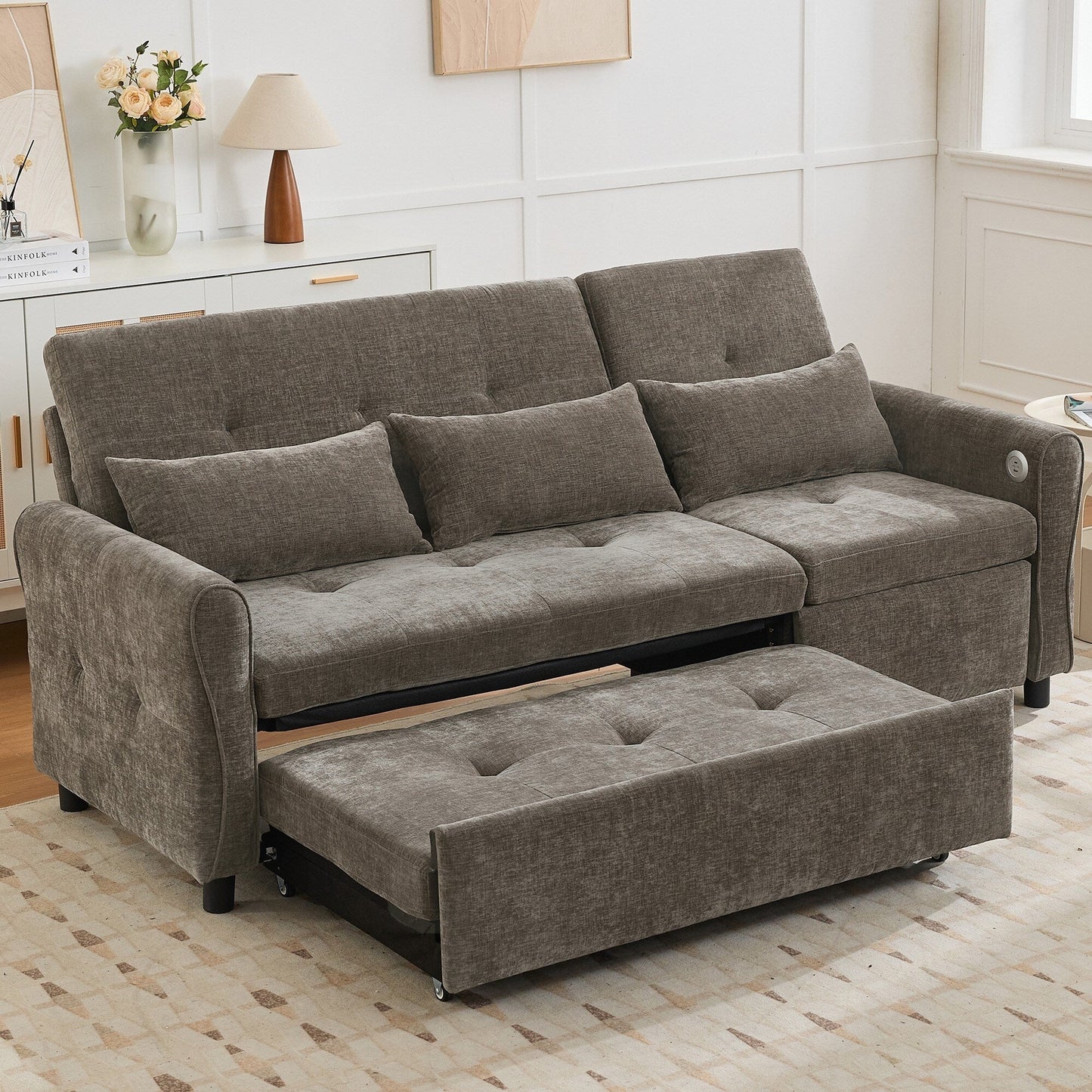 Divano 2 in 1 con divano letto estraibile e poltrona reclinabile reversibile di Harper&amp;Bright Designs