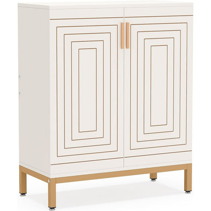 Scarpiera da 20 paia, scarpiera moderna da 37,4 pollici con ante, bianca e oro