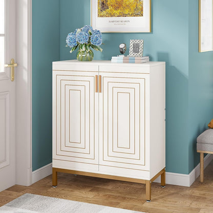 Scarpiera da 20 paia, scarpiera moderna da 37,4 pollici con ante, bianca e oro