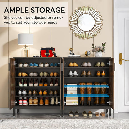 Scarpiera da 20 paia, scarpiera moderna da 37,4 pollici con ante, bianca e oro