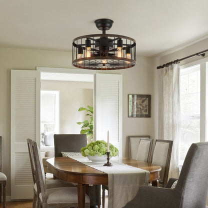 Ventilatore da soffitto a basso profilo da 20 pollici, moderno, con finitura in legno da fattoria, con luce e telecomando