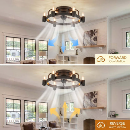 Ventilatore da soffitto moderno da 20 pollici, con luce a LED a basso profilo, montaggio a filo, con telecomando, per soggiorno