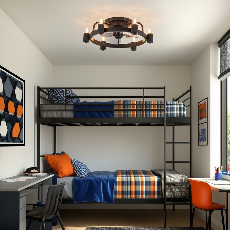 Ventilatore da soffitto moderno da 20 pollici, con luce a LED a basso profilo, montaggio a filo, con telecomando, per soggiorno