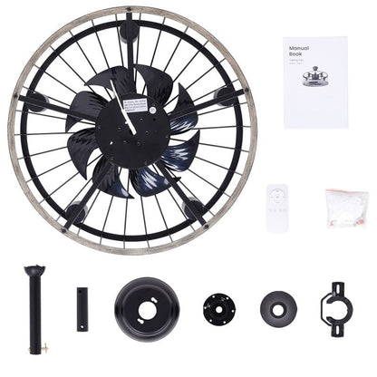 Ventilatore da soffitto a basso profilo da 20 pollici, moderno, con finitura in legno da fattoria, con luce e telecomando