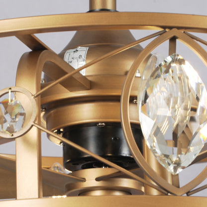 22 Lampadari moderni con ventilatore da soffitto in gabbia di cristallo e telecomando