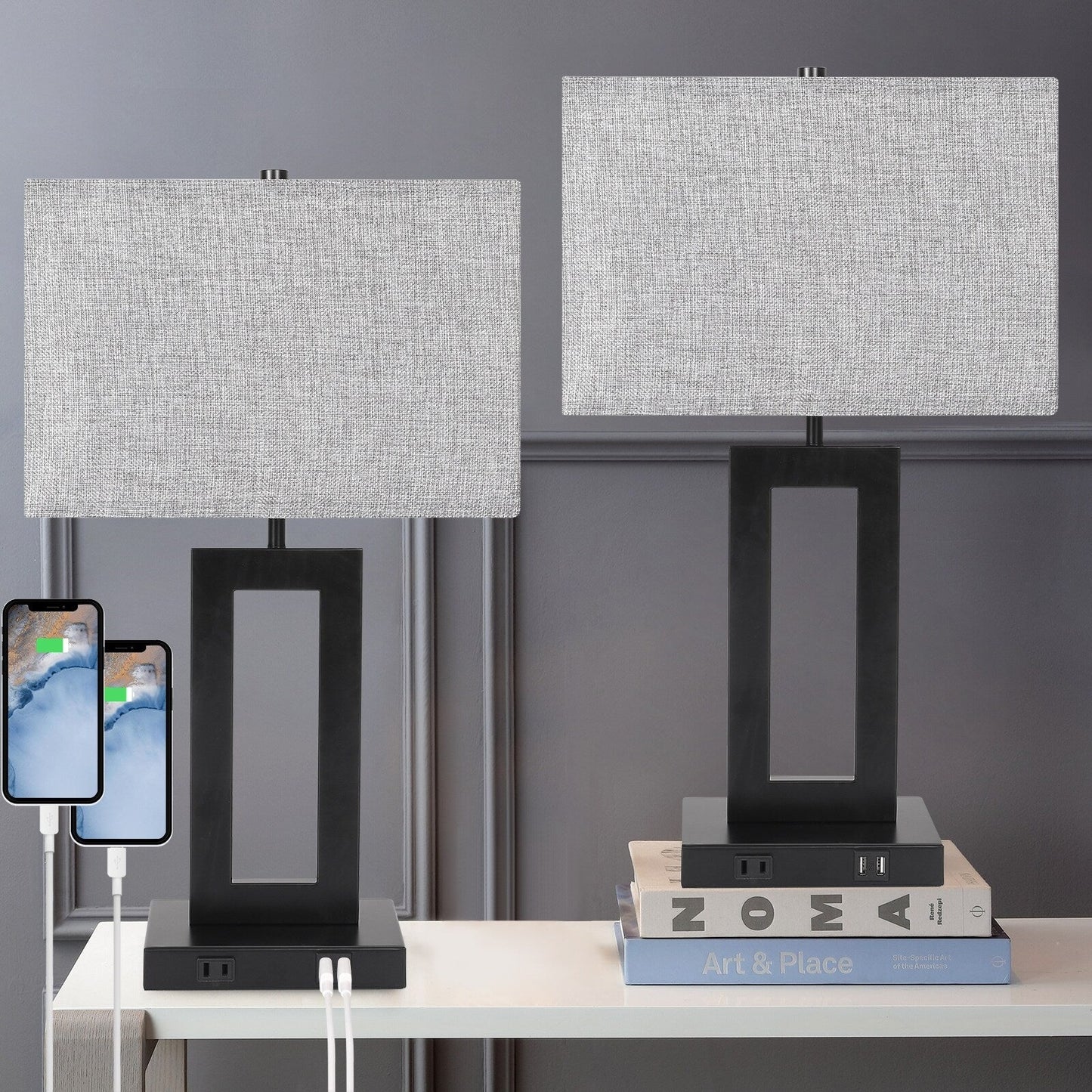 Set di 22 lampade da tavolo USB grigie con controllo touch