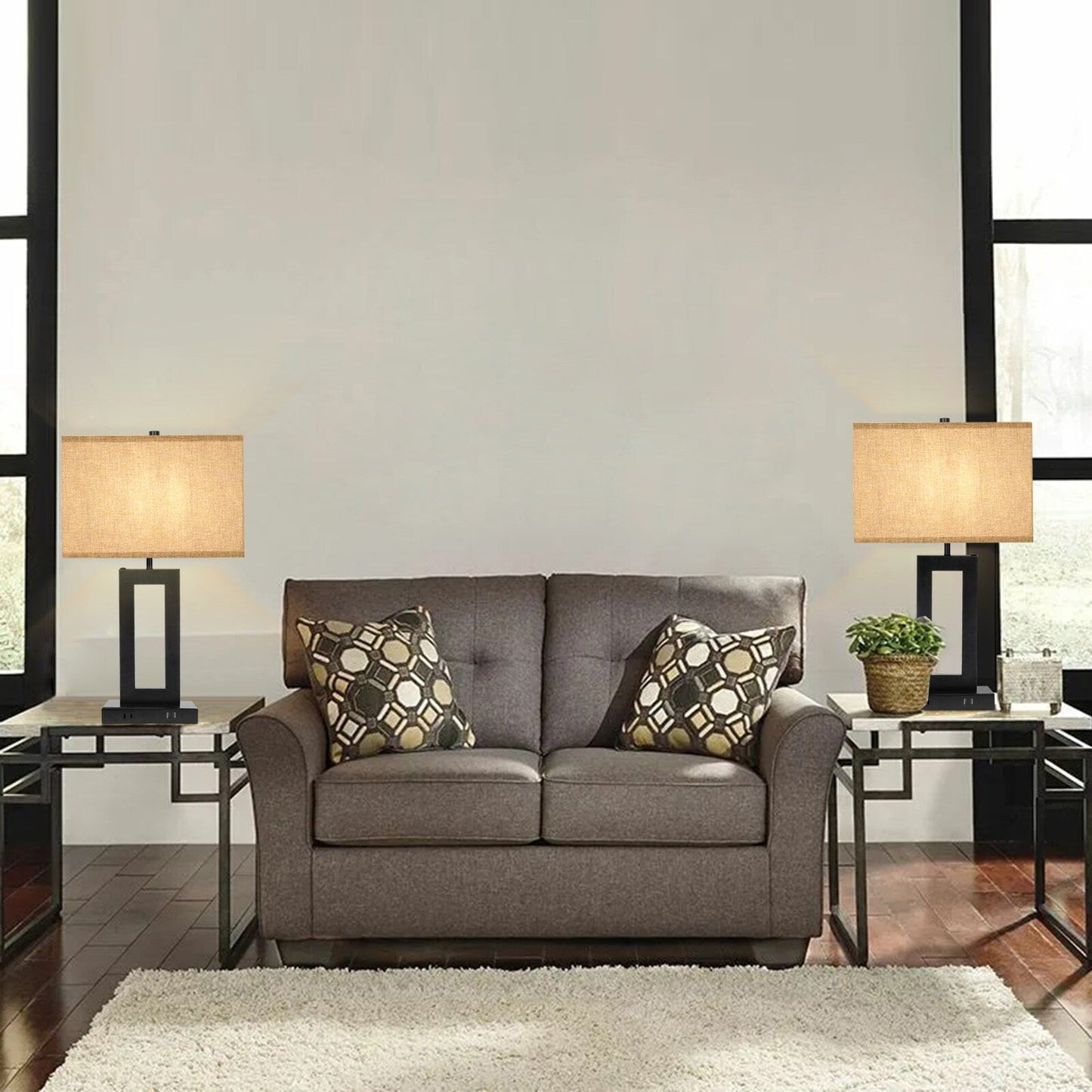 Set di 22 lampade da tavolo USB grigie con controllo touch