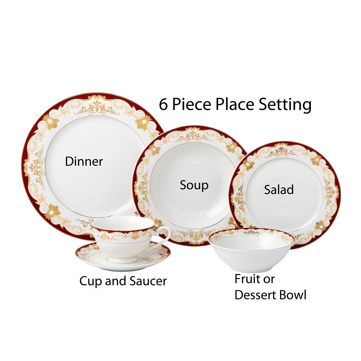 Set di stoviglie da 24 pezzi in porcellana fine, servizio per 4 persone di Lorren Home Trends