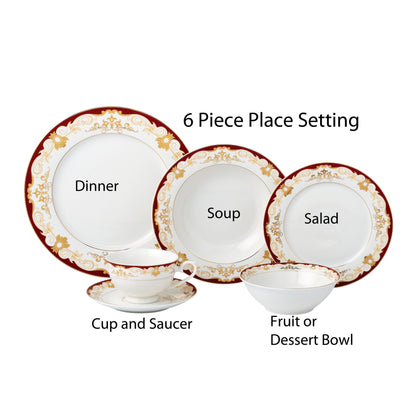 Set di stoviglie da 24 pezzi in porcellana fine, servizio per 4 persone di Lorren Home Trends