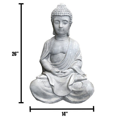 Statua del Buddha in meditazione in cemento leggero da 25,6 pollici