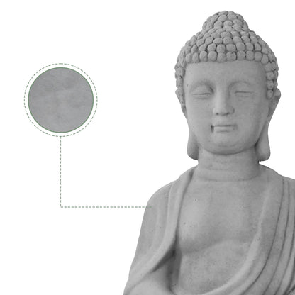 Statua del Buddha in meditazione in cemento leggero da 25,6 pollici