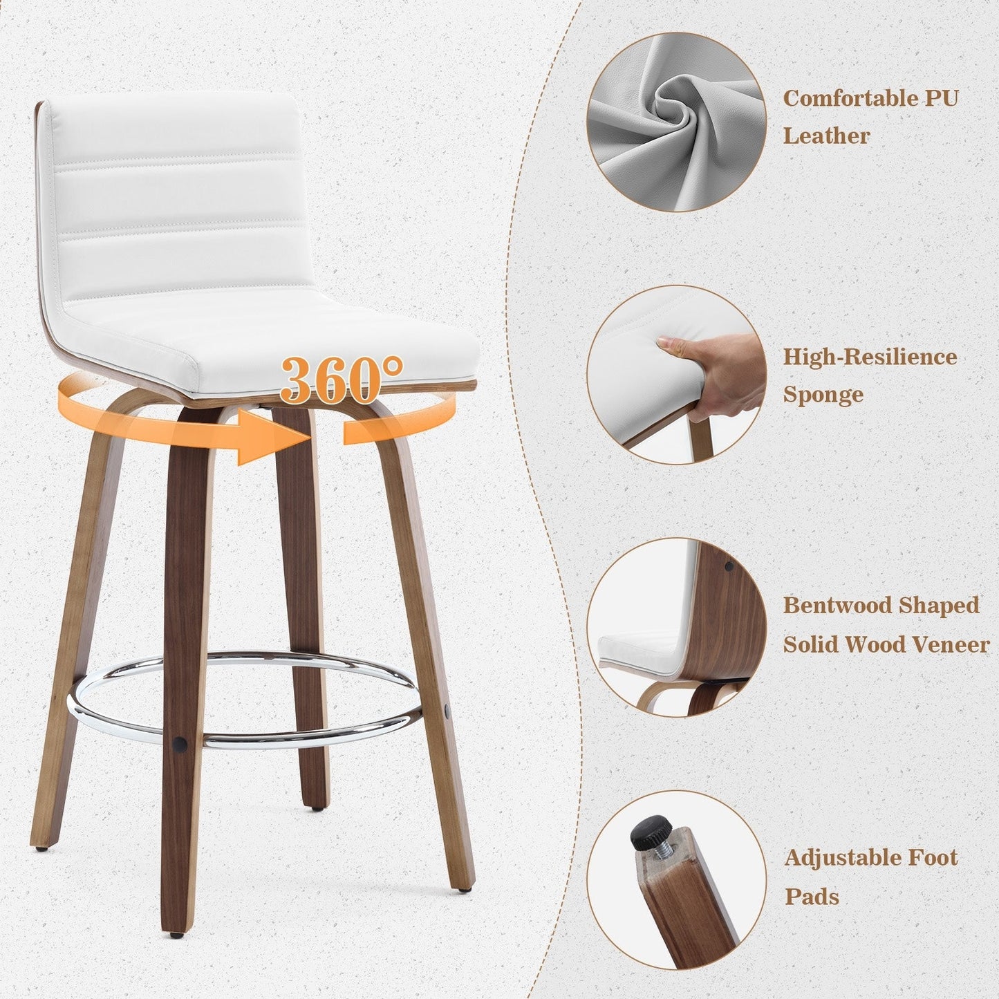 26/29 Sgabelli da bar/bancone girevoli in similpelle, set da 2/3