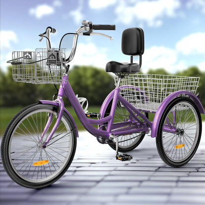 26 tricicli blu per adulti a 3 ruote con cestini rimovibili