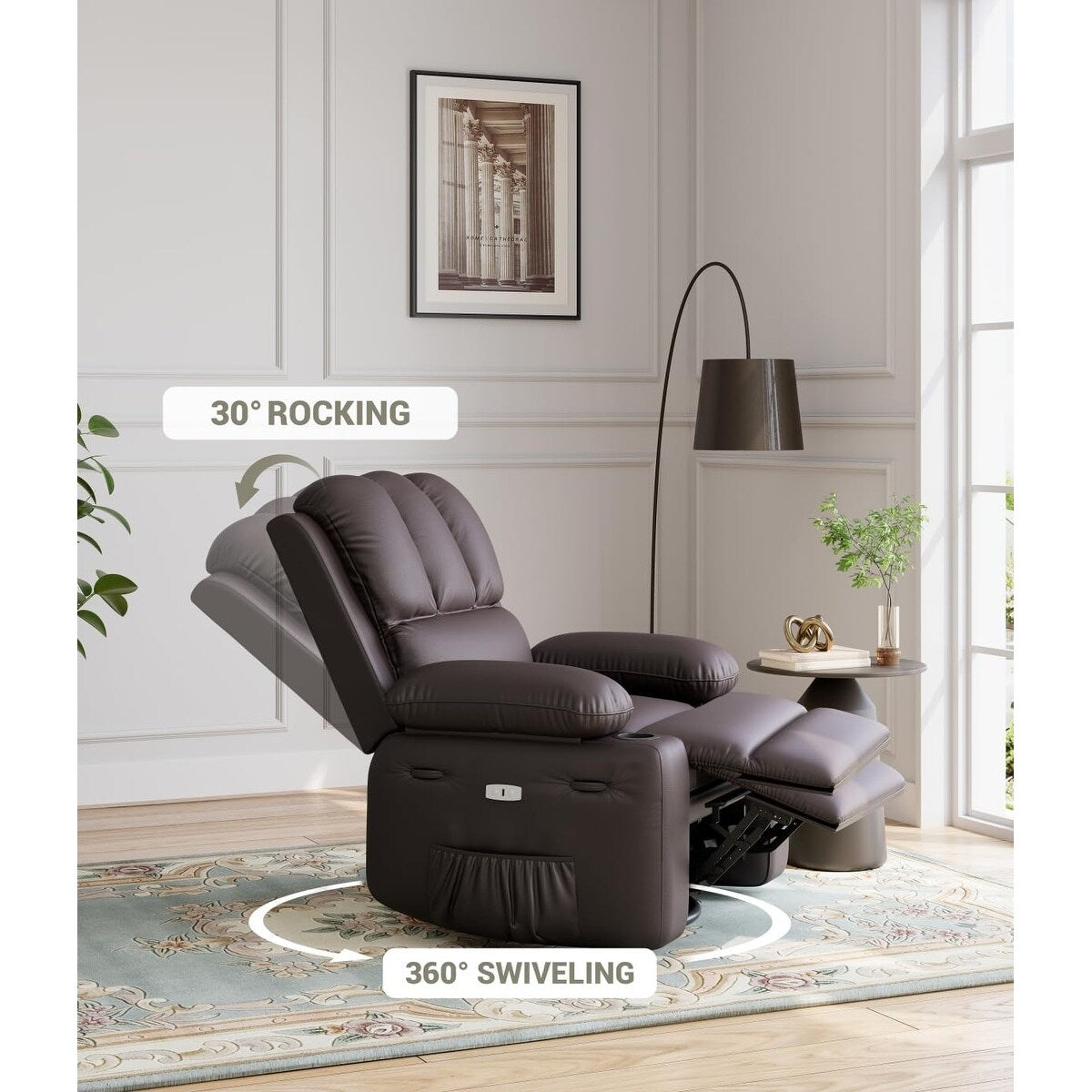 Poltrone reclinabili girevoli a 360° da 27'' con riscaldamento e massaggio