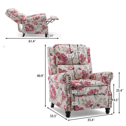 Set da 2 poltrone reclinabili manuali con schienale e finiture a borchie